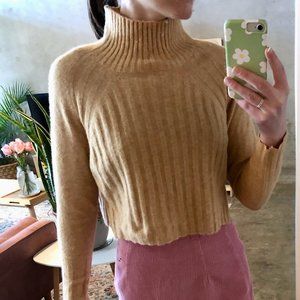 Topshop Mock Turtleneck Pull Over Crop Sweater